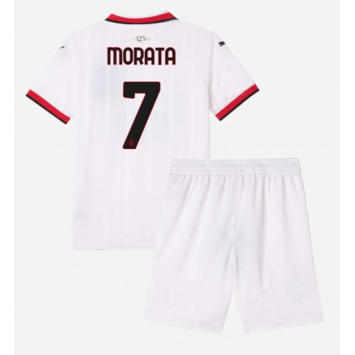 Dětský fotbalový dres AC Milan Alvaro Morata #7 2024-25 Venkovní Krátký Rukáv (+ trenýrky)